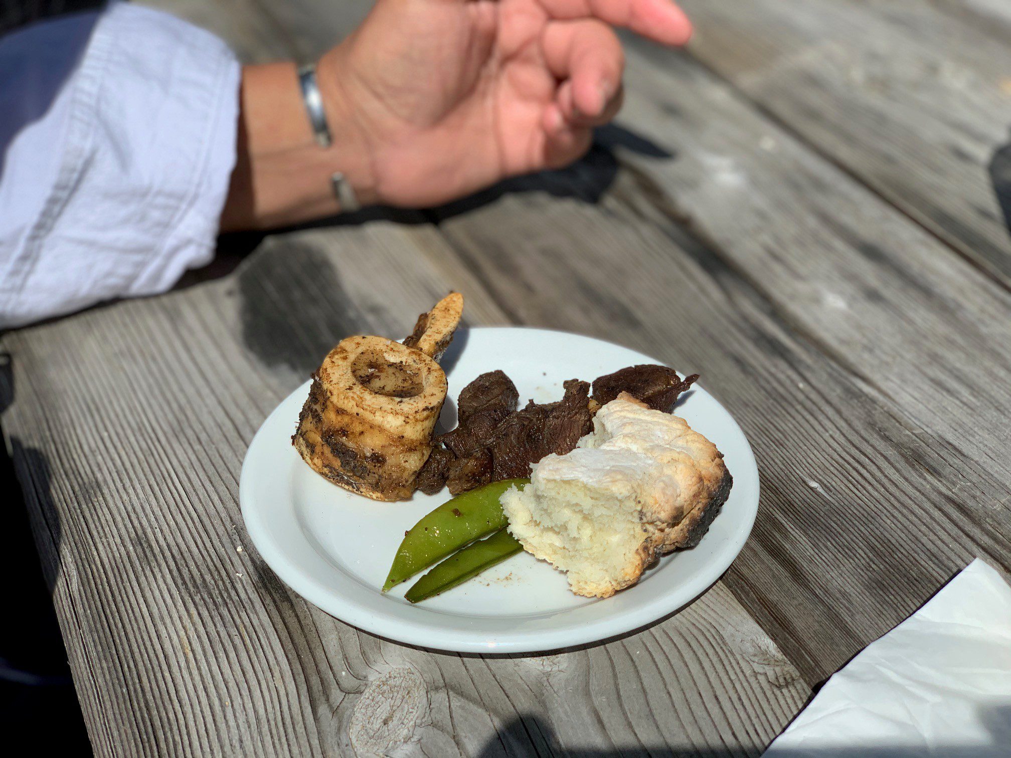 Indigenous food on a picnic bench